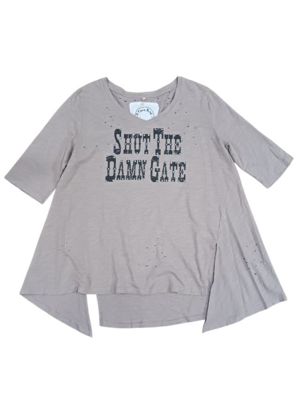 Shut The Damn Gate A Rare Bird Tattered Bling Swing Top Cowgirl Ranch